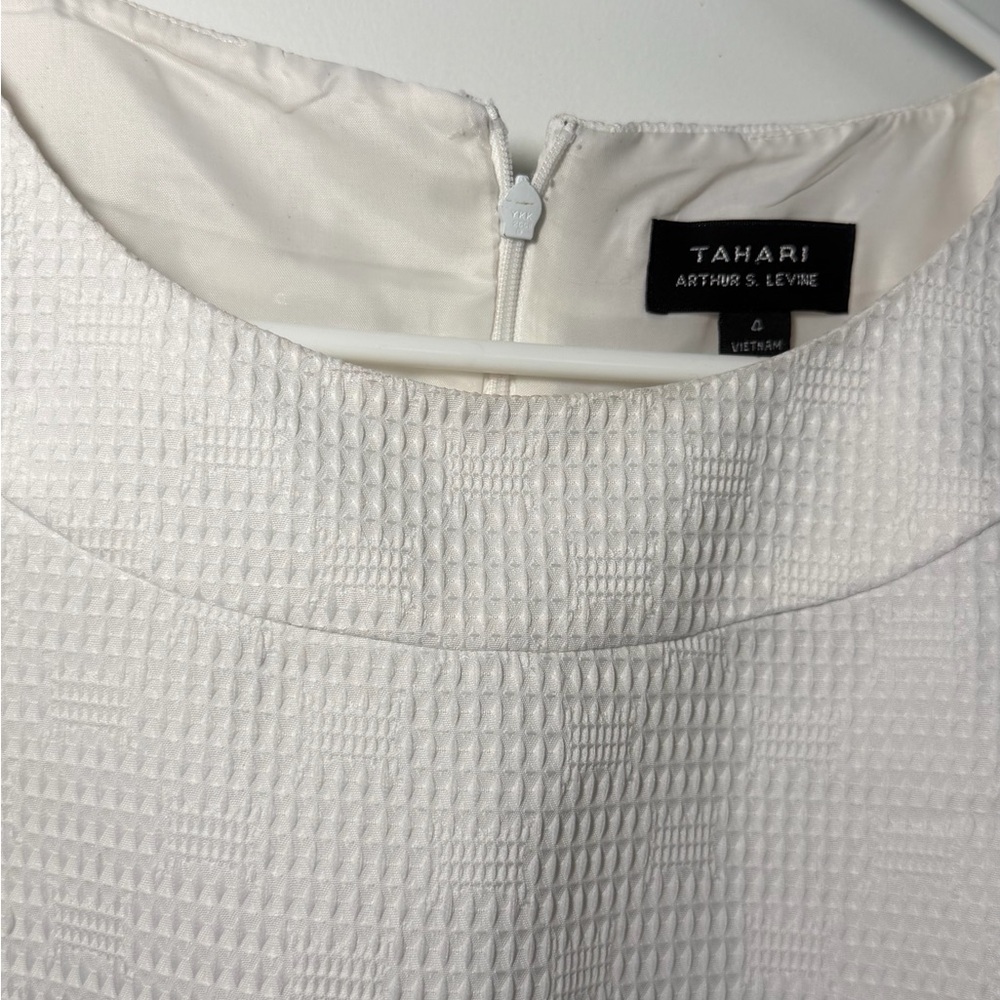 Tahari Cream Textured Shift Dress